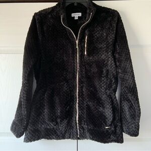 Calvin Klein Black Faux Fur Zip Front Women’s Jacket - w/pockets - size small